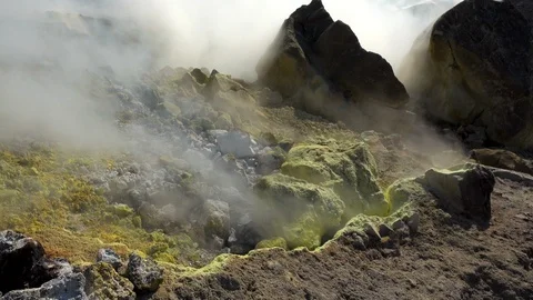 Vulcano emanations and fumaroles Stock-Footage 88627486