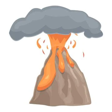 Vulcano icon cartoon vector. Volcano eruption Stock Illustration