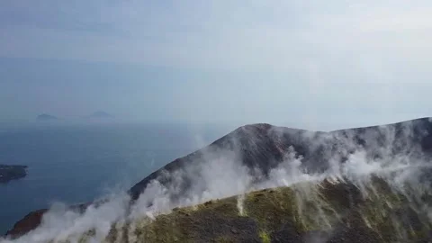 Vulcano Island, geothermal activity, steaming vents, Tyrrhenian Sea Stock Footage 295797095