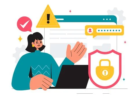 Vulnerability and Threat Management Solutions Vector Illustration featuring.. Stock Illustration