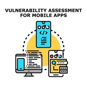 Vulnerability assessment for mobile applications and security testing icon イラスト素材