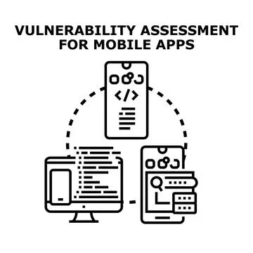 Vulnerability assessment for mobile applications and security testing icon Illustrazione stock