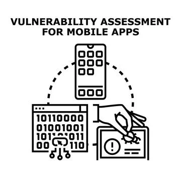 Vulnerability assessment of mobile apps security Stock Illustration