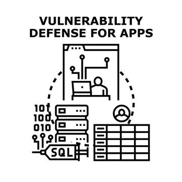 Vulnerability defense for applications and software protection 库存插图