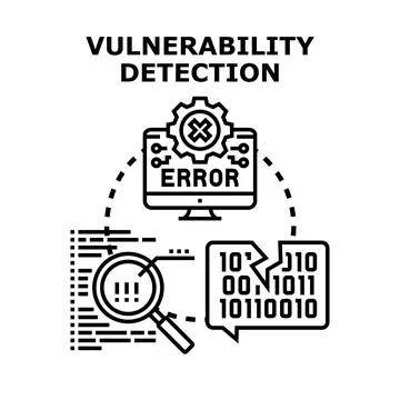 Vulnerability detection process finding system errors Illustrazione stock