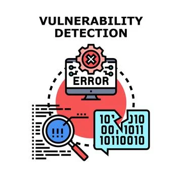 Vulnerability detection process finding system errors Stock Illustration