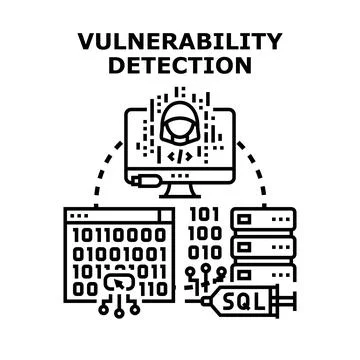 Vulnerability detection process securing system data Stock Illustration