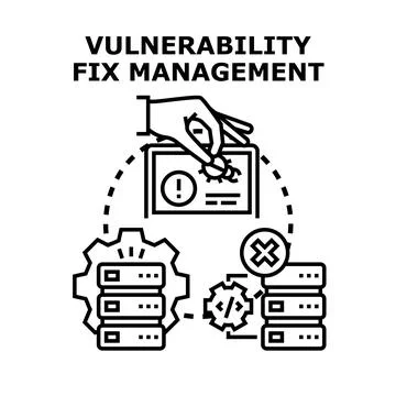 Vulnerability fix management securing data server system Illustrazione stock