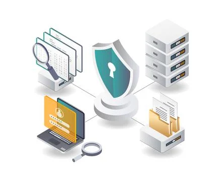 Vulnerability Management and analysis security hacker Stock Illustration