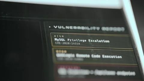 Vulnerability Report, real time data for detected vulnerabilities. Ethical Stock Footage 331129337