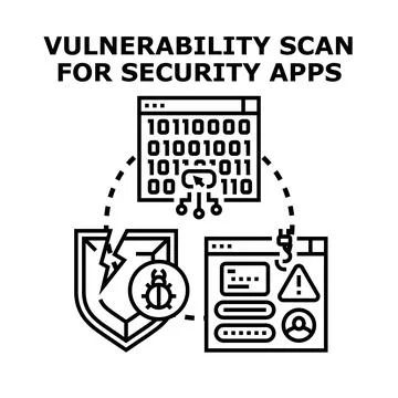 Vulnerability scan detecting security app risks Stock Illustration