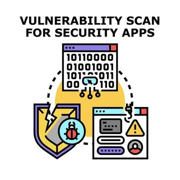 Vulnerability scan detecting security app risks Stock Illustration