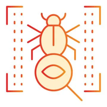 Vulnerability scan flat icon. Bug search orange icons in trendy flat style Illustrazione stock