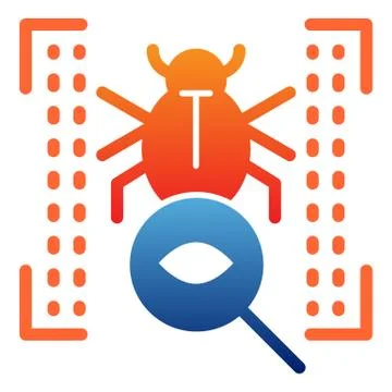 Vulnerability scan flat icon. Bug search color icons in trendy flat style. Virus Illustrazione stock