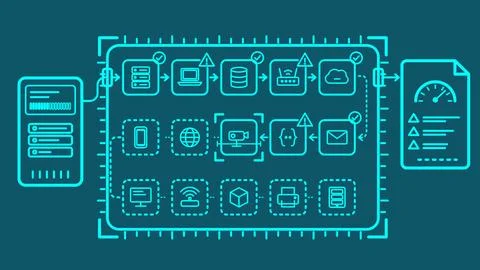 Vulnerability Scan Icon – systematic attack surface scan Ilustración de archivo