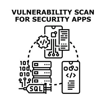 Vulnerability scan for mobile security applications Stock Illustration