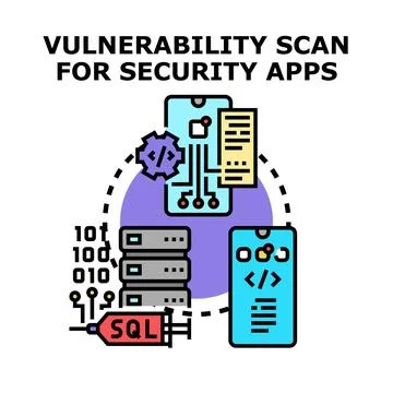 Vulnerability scan for mobile security applications Stock Illustration