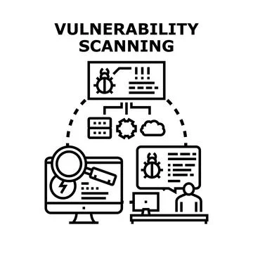 Vulnerability scanning for network and cybersecurity protection 库存插图
