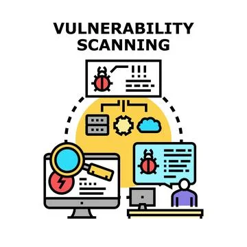 Vulnerability scanning for network and cybersecurity protection Stock Illustration