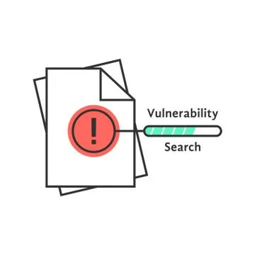 Vulnerability search thin line icon Stock Illustration