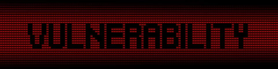 Vulnerability text on red laptops background illustration Illustrazione stock