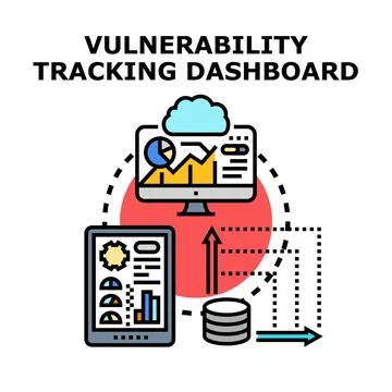 Vulnerability tracking dashboard for cybersecurity management system Stock Illustration