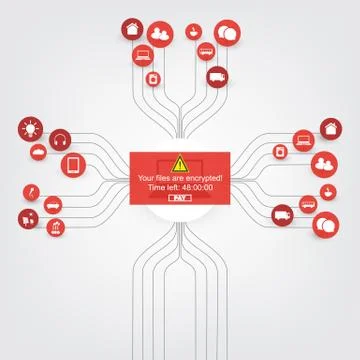 Vulnerability,Locked Devices, Encrypted Files, Lost Documents, Ransomware Attack Illustrazione stock