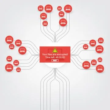 Vulnerability,Locked Devices, Encrypted Files, Lost Documents, Ransomware Attack Stock Illustration