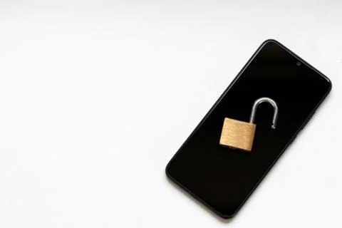 Vulnerable encryption and cyber security shows an open key lock Stock Photos