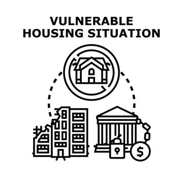 Vulnerable housing situation creating financial instability problems Stock Illustration