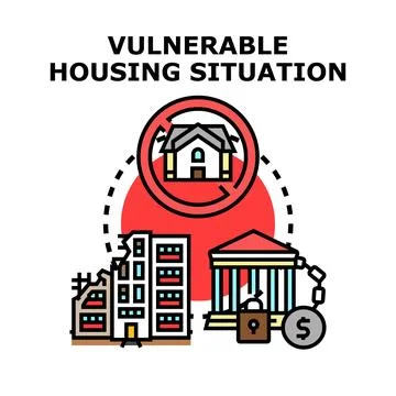 Vulnerable housing situation creating financial instability problems Stock Illustration