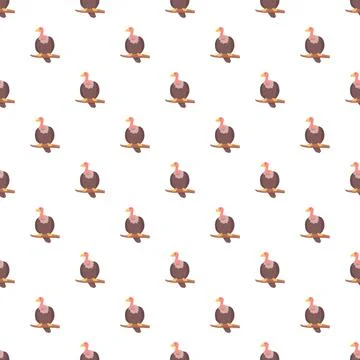 Vulture bird seamless pattern on white background Stock Illustration