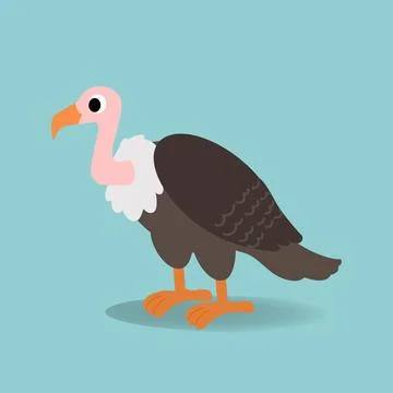 Vulture Cartoon Flat style. Stock Illustration