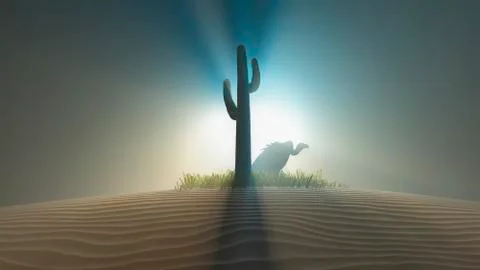 Vulture in the desert Stock Illustration