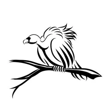 Vulture perching on a dead tree eps 10 Stock Illustration