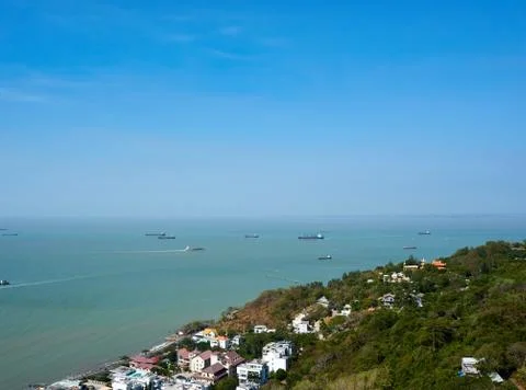 VUNG TAU, VIETNAM - DECEMBER.24.2020: View over vung tau from cable car at ho Stock Photos