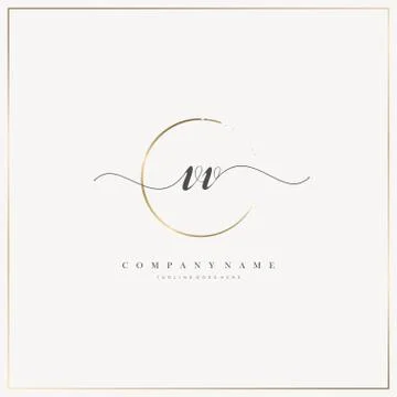 VV Initial Letter handwriting logo hand drawn template vector, logo for beaut Stock Illustration