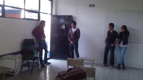 VV125  Classroom Jump Fail! EPIC Stock-Footage 129455160