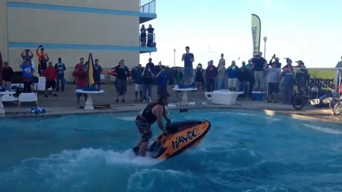 VV1267 Triple Jetski backflips in pool! Stock-Footage 129455676