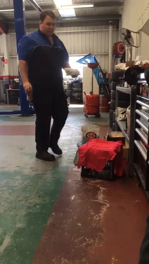 VV1583 Co worker gets pranked at lunch Stock-Footage 129453600