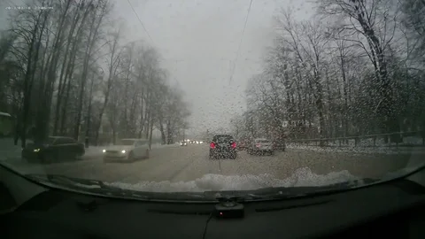 VV1673 Car skids into drivers windscreen in St. Petersburg Stock-Footage 129408659