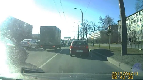VV1938 Trolley falls from back of lorry Stock-Footage 129454731