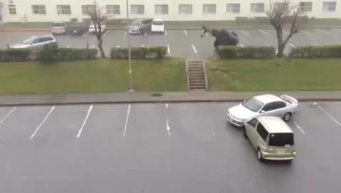 VV216  Typhoon Flips Car! Multiple Roll! Stock-Footage 129460733