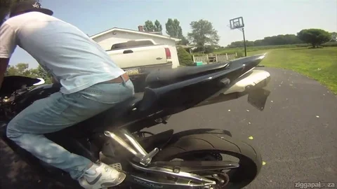VV237  CBR1000 Back Wheel Burnout! Stock-Footage 129454732