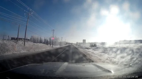 VV2597 Dashcam of Trucker vs Overhead electrical cable 스톡 동영상 129405147