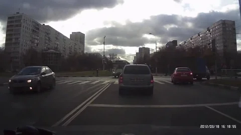 VV2797 Biker loses control at junction Stock-Footage 129406130