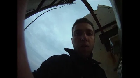 VV295  Scary Base Jump Exit in City Stock-Footage 129461107