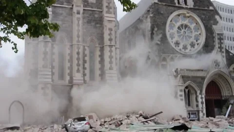 VV363 Shocking footage of Christchurch Earthquake Aftershock - Live 2011 Stock Footage