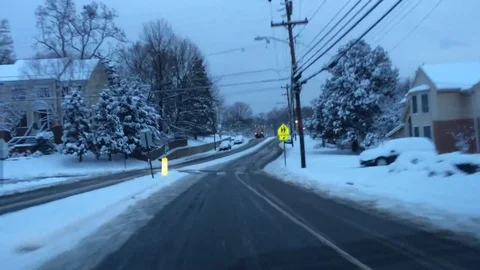 VV391 Crazy Snow Plow Driver on wrong side of road Stock-Footage 129459228