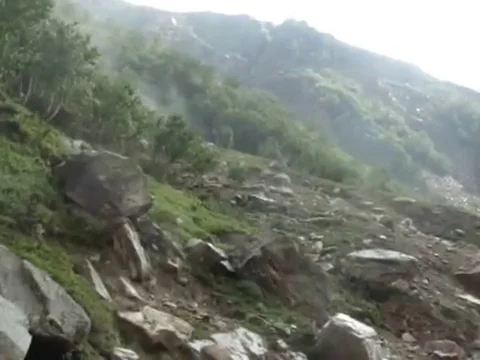 VV698 Landslide caught on camera on way to Manali from Kaza Vídeo Stock 129455154